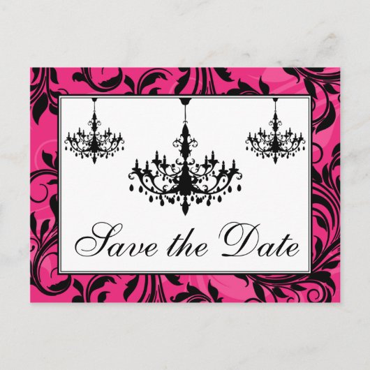 Roze zwarte witte luchters Sla de Kaart Datum op (Voorkant)