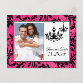 Roze zwarte witte luchters sparen de Datum Kaart 2