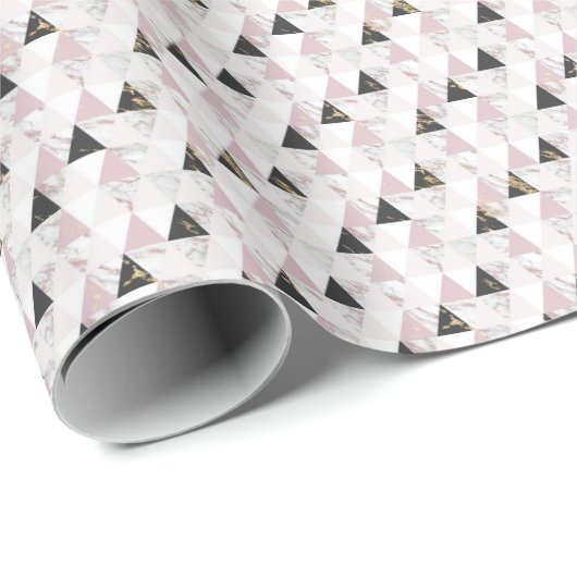 Roze zwarte witte marmer cadeaupapier (Rol Hoek)