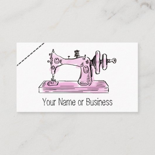 Roze, zwarte, witte, naaimachine visitekaartje (Voorkant)