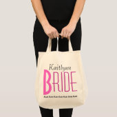 Roze zwarte witte persoonlijke bride tote bag (Voorkant (product))