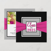 Roze zwarte witte polaire dot Foto Afstuderen Uitn Kaart (Voorkant / Achterkant)