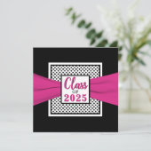 Roze zwarte witte polaire dot Foto Afstuderen Uitn Kaart (Staand voorkant)