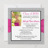 Roze zwarte witte polaire dot Foto Afstuderen Uitn Kaart (Achterkant)