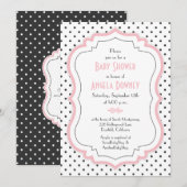 Roze zwarte witte pooldots Baby shower Kaart (Voorkant / Achterkant)