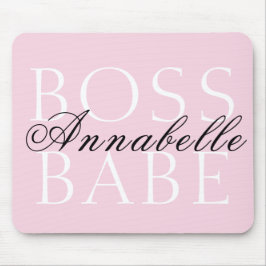 Roze zwarte witte scriptnaam Boss Babe Muismat
