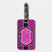 Roze, zwarte, witte Stippen Bagagelabel (Achterkant verticaal)