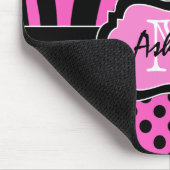 Roze, zwarte, witte streep en Stippen Mousepad Muismat (Hoek)