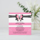 Roze zwarte witte streep glitter boogvonk kaart (Staand voorkant)