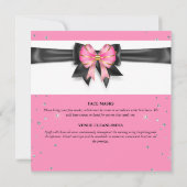 Roze zwarte witte streep glitter boogvonk kaart (Achterkant)