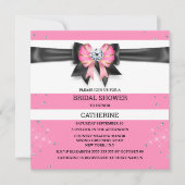 Roze zwarte witte streep glitter boogvonk kaart (Voorkant)