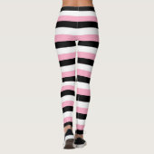 Roze, zwarte, witte strepen leggings (Achterkant)