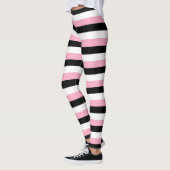 Roze, zwarte, witte strepen leggings (Links)