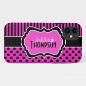 Roze zwarte witte striped Polka Dots iPhone 5 Hoes (Achterkant (horizontaal))