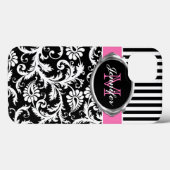 Roze, zwarte, witte stripper Damask iPad-luchttas Case-Mate iPhone Case (Achterkant (horizontaal))