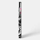 Roze, zwarte, witte stripper Damask iPad-luchttas iPhone Hoesje (Linkerkant)