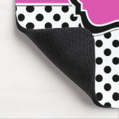 Roze zwarte witte strips poka Dots Mousepad Muismat (Hoek)