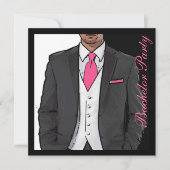 Roze zwarte witte tuxedo bachelor feestjes kaart (Voorkant)