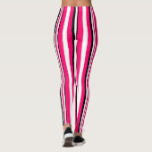 Roze zwarte witte verticale strepen leggings (Achterkant)