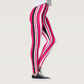 Roze zwarte witte verticale strepen leggings (Rechts)