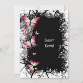 roze zwarte witte waterverf vlinder kaart (Voorkant)