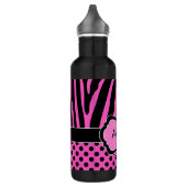 Roze, zwarte, witte zebrastripes waterfles (Links)