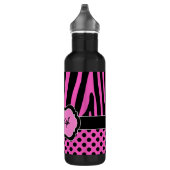 Roze, zwarte, witte zebrastripes waterfles (Rechts)