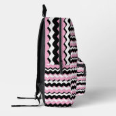 Roze, Zwarte & Witte Zigzag Rugzak – Trend Mode (Links)