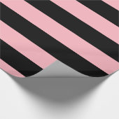 Roze zwarte XL Stripes Patroon V Cadeaupapier (Hoek)