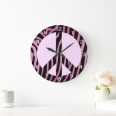 Roze zwarte zebra Afdrukmuur Grote Klok (Huis)