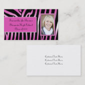 Roze Zwarte Zebra Afstuderen Handouts Contactkaartje (Voorkant / Achterkant)