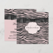 Roze Zwarte Zebra Baby Meisje Douche Kaart (Voorkant / Achterkant)