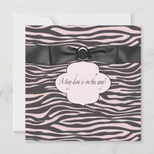 Roze Zwarte Zebra Baby Meisje Douche Kaart