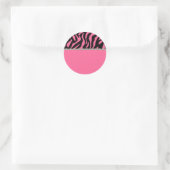 Roze & Zwarte Zebra & Diamanten Adresetiketten Ronde Sticker (Tas)