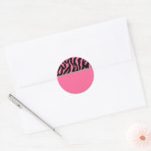 Roze & Zwarte Zebra & Diamanten Adresetiketten Ronde Sticker (Envelop)