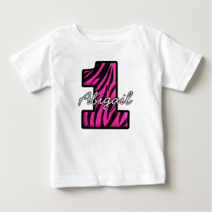 Roze zwarte Zebra Een jaar oud T-shirt