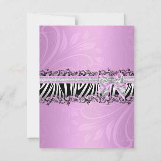 Roze zwarte Zebra Elegant Birthday Party Kaart (Achterkant)