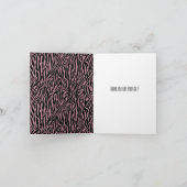 Roze Zwarte Zebra Print Dank u Bedankkaart (Binnen)