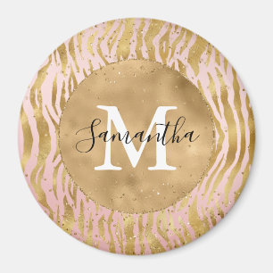 Roze zwarte zebra Print glitz Sparkle Magneet