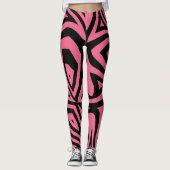 Roze & Zwarte Zebra Stripes Vrouwen Leggings (Voorkant)
