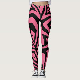 Roze & Zwarte Zebra Stripes Vrouwen Leggings
