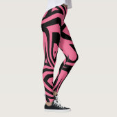 Roze & Zwarte Zebra Stripes Vrouwen Leggings (Rechts)