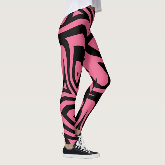 Roze & Zwarte Zebra Stripes Vrouwen Leggings (Rechts)