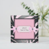 Roze zwarte Zebra Sweet 16 Birthday Party Kaart (Staand voorkant)