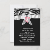 Roze Zwarte Zebra Sweet 16 Verjaardagsfeest RSVP (Achterkant)