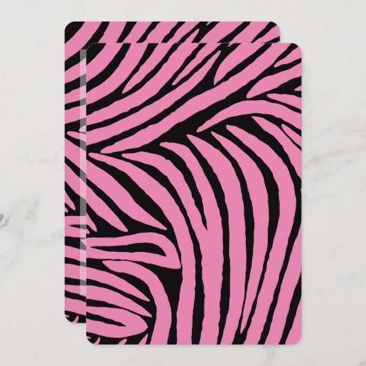 Roze Zwarte Zebra Verjaardag Kaart (Voorkant / Achterkant)