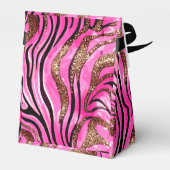 Roze & Zwarte Zebraprint Met Gouden Accenten Bedankdoosjes (Achterkant)
