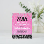 Roze zwarte zilver Glitter Adult 70th Birthday Kaart (Staand voorkant)