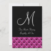 Roze zwarte zilver Peacock Weddenschap Metallic Kaart (Achterkant)