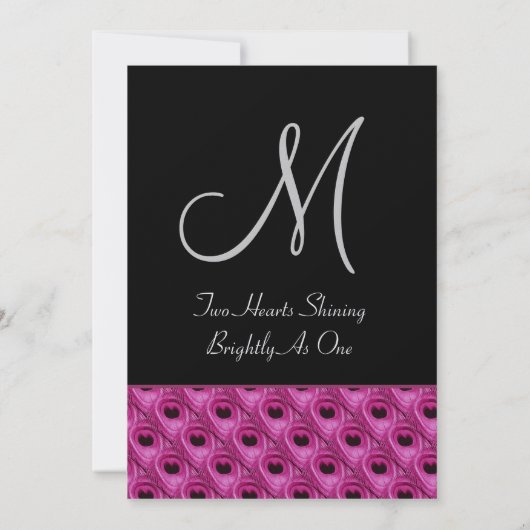 Roze zwarte zilver Peacock Weddenschap Metallic Kaart (Achterkant)